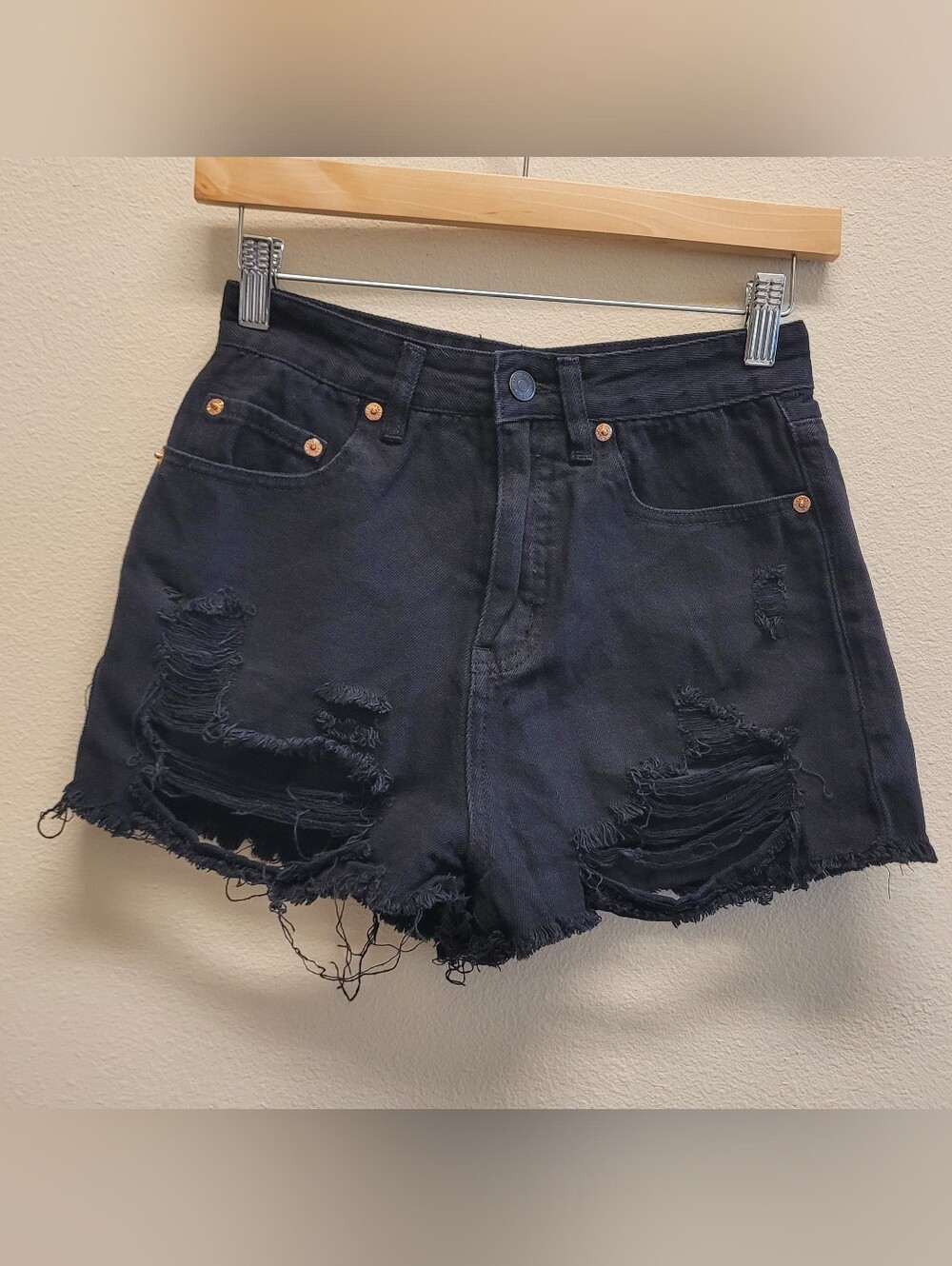 Signature8 Black Distressed Denim Jean Short Size S